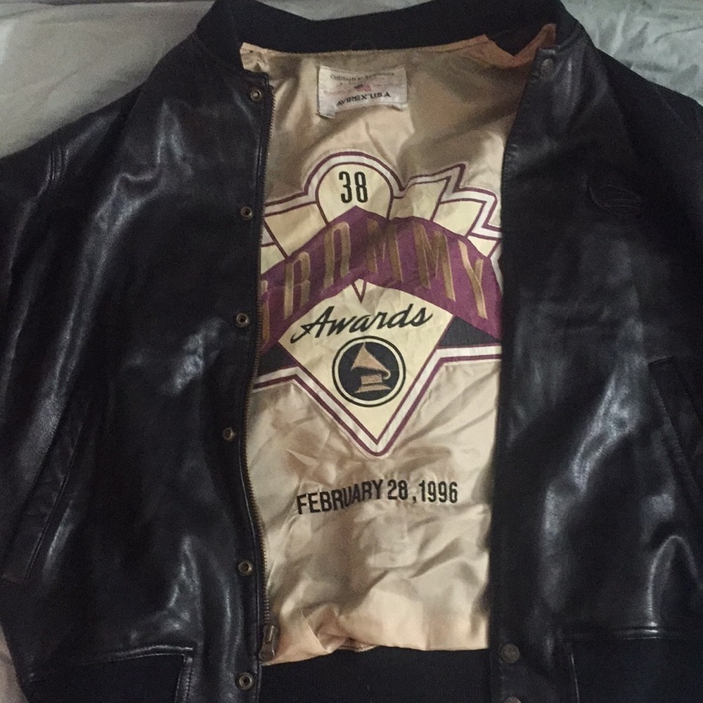 Grammy Commemoration Black Genuine Leather Jacket Size XL